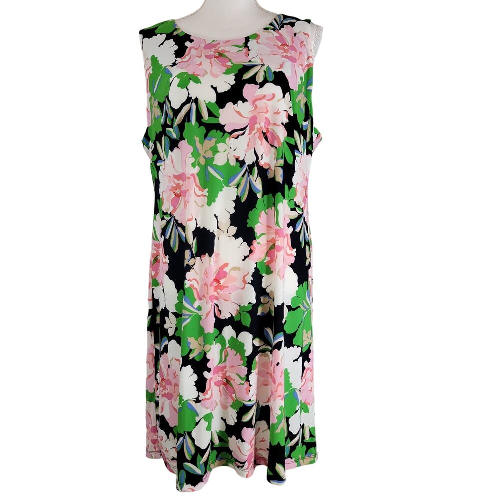 New Tommy Hilfger Floral Dress Green Pink XL Resortwear Summer Vacation Resort